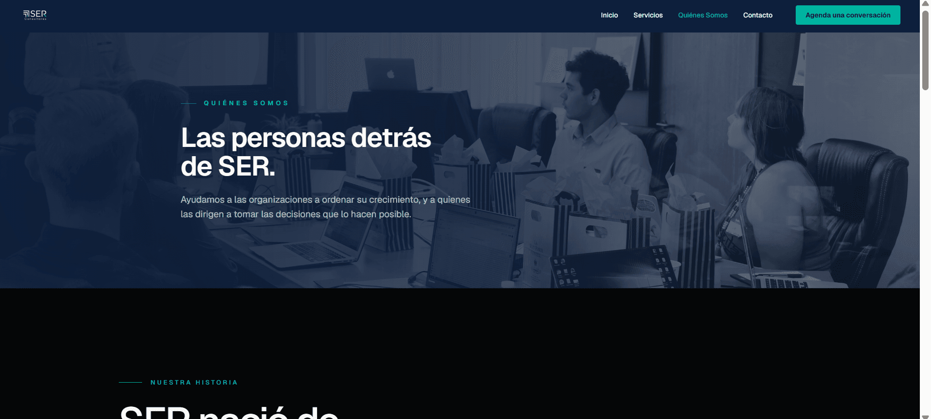 Página Quiénes Somos de SER Consultores