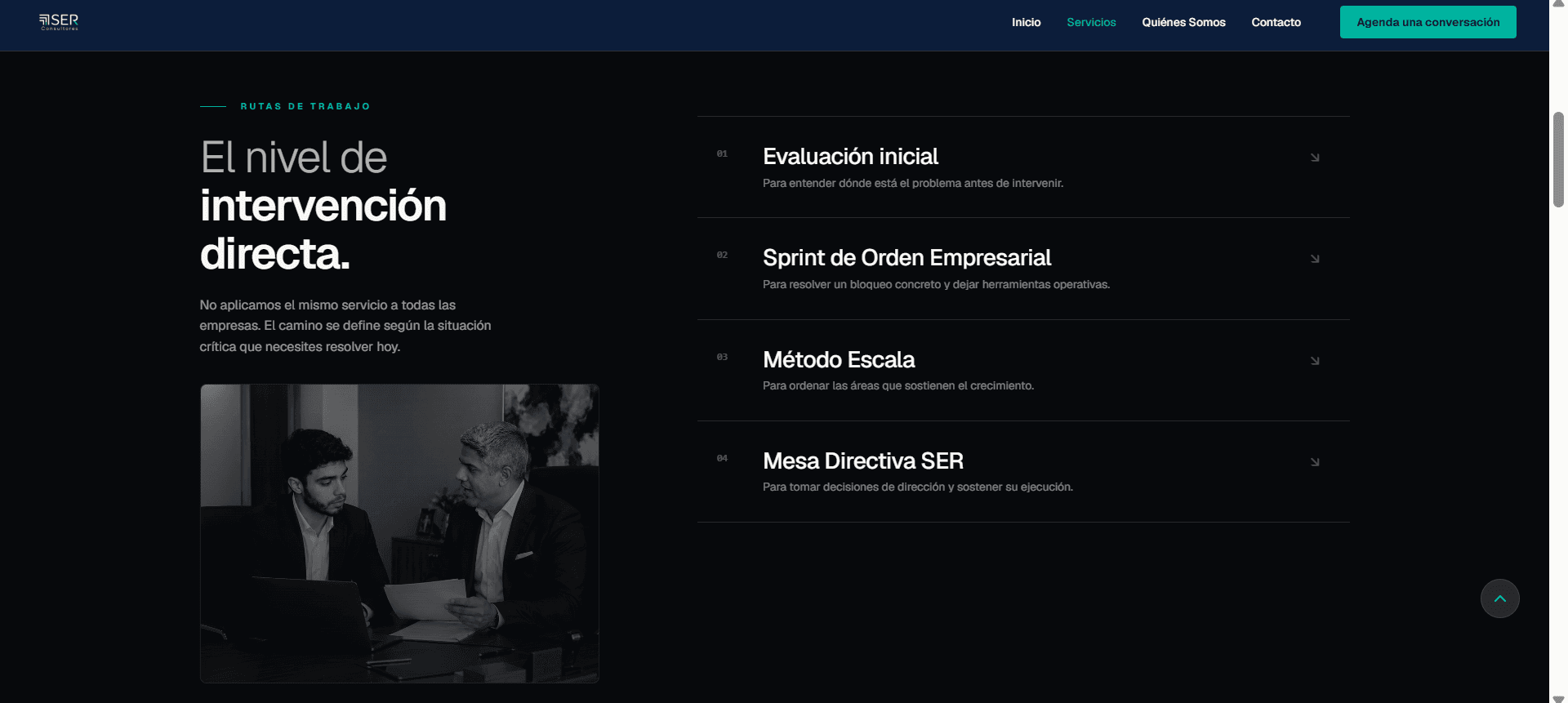 Página de servicios de SER Consultores