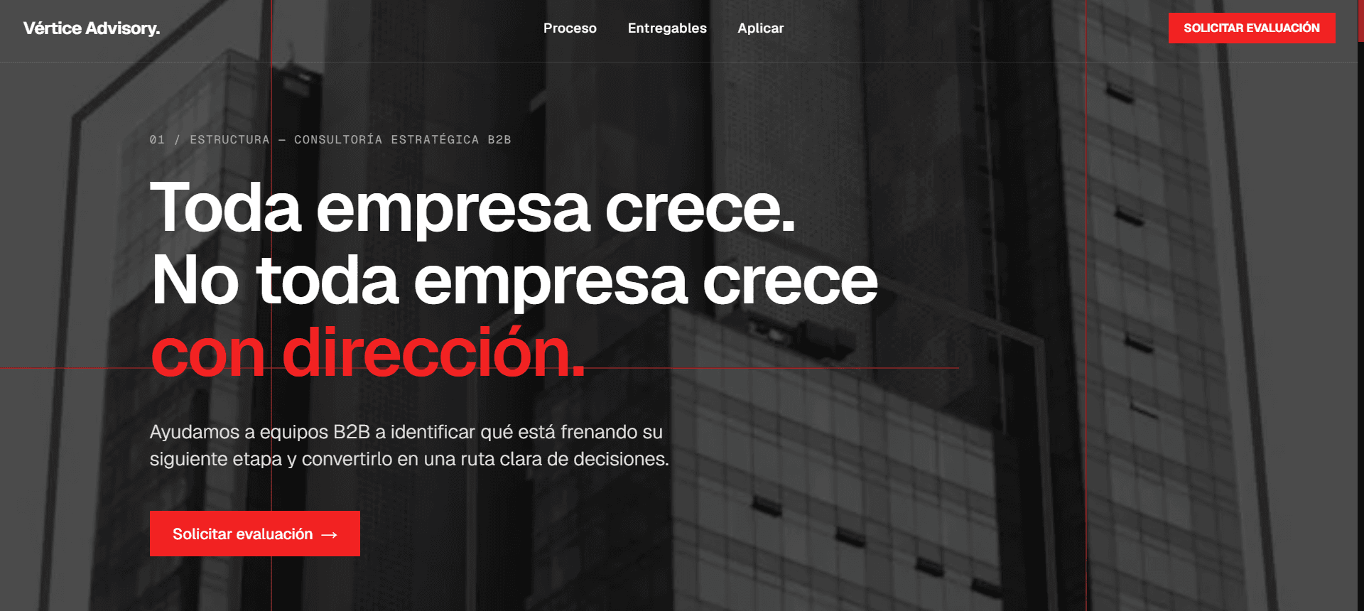 Página de inicio de Vértice Advisory