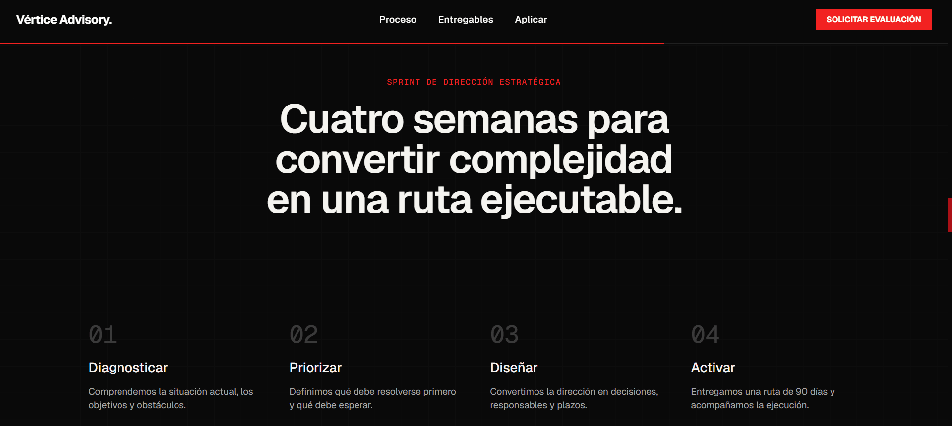 Sección de proceso de Vértice Advisory
