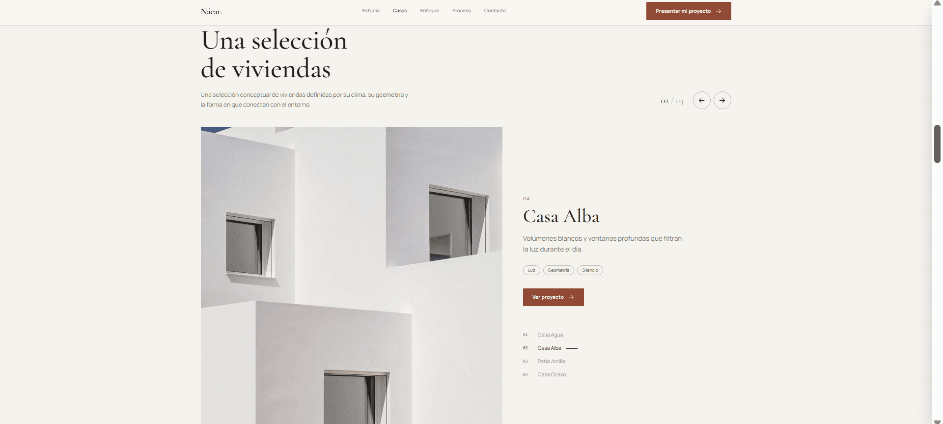Selección de viviendas del estudio Nácar