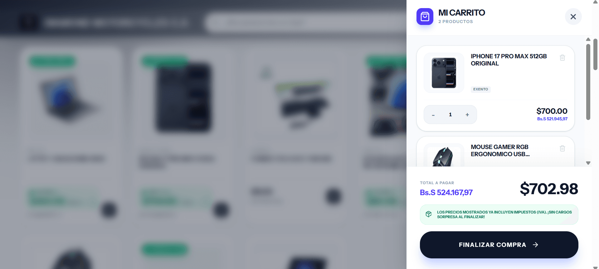Carrito de compra de Zoho Demo